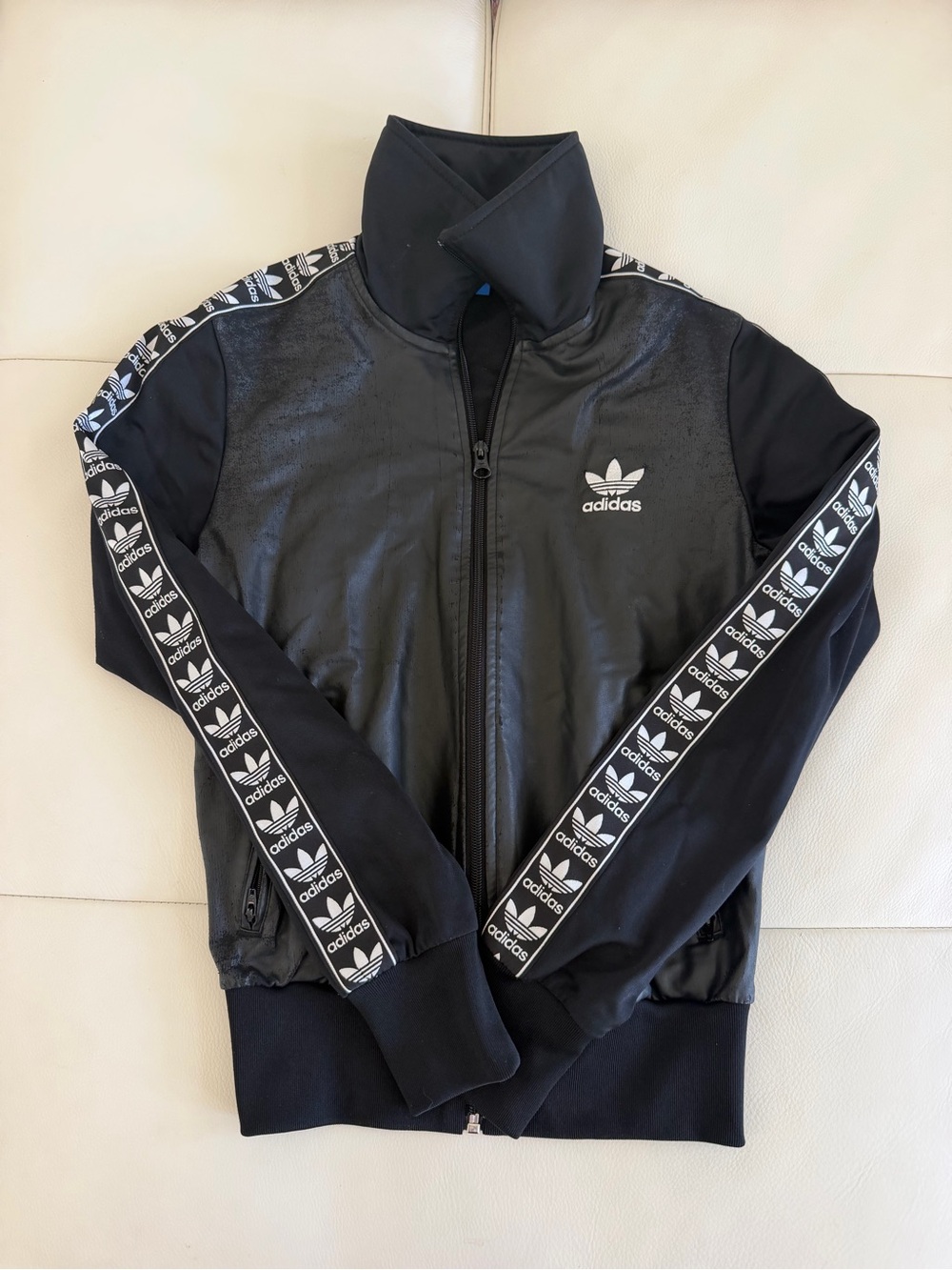 adidas Black Logo-Tape Lightweight Track Jacket